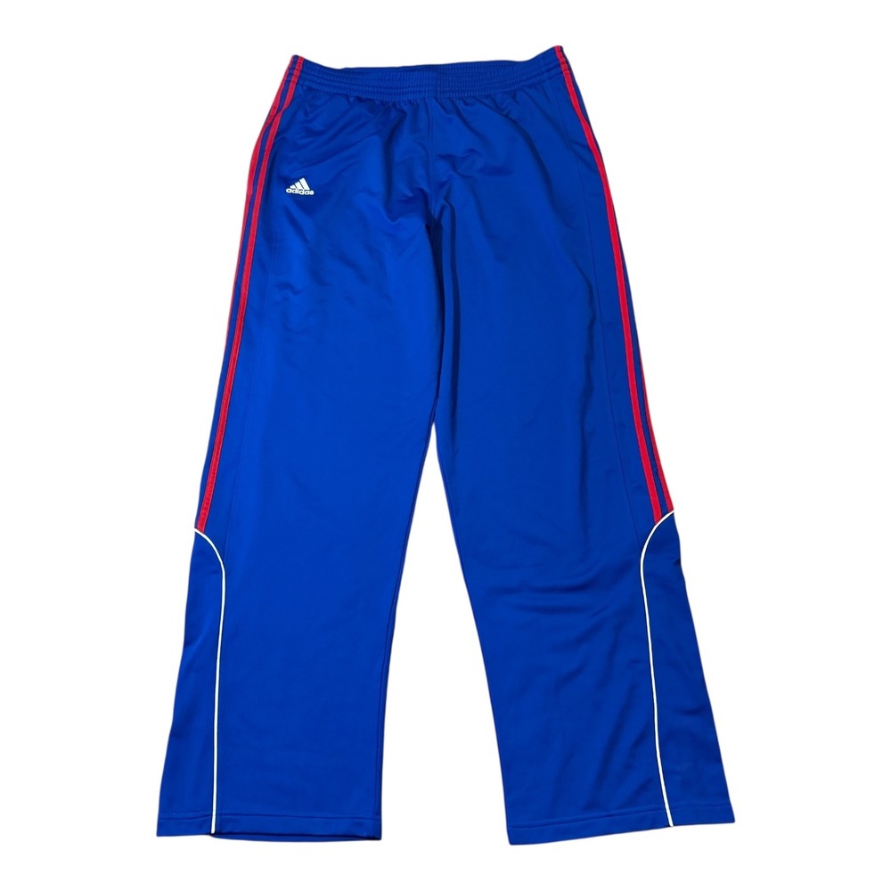 Adidas Mens 2XL Track Pants Blue Red Striped Athletic‎ Training Warm Up Pants
